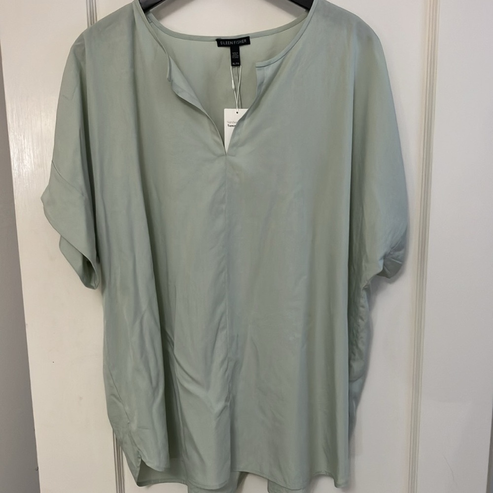 NEW! Eileen Fisher Split Neck Top size XL